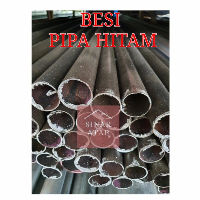 Besi Pipa Hitam 4 Tebal 1.7 mm Panjang 6 Meter