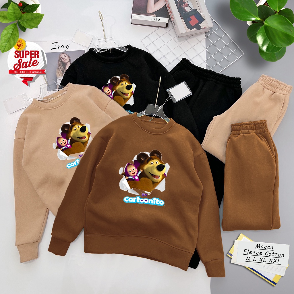 🅳🅵 Sweater Masha And The Bear | Sweter Pria &amp; Wanita | Dhea Fashion