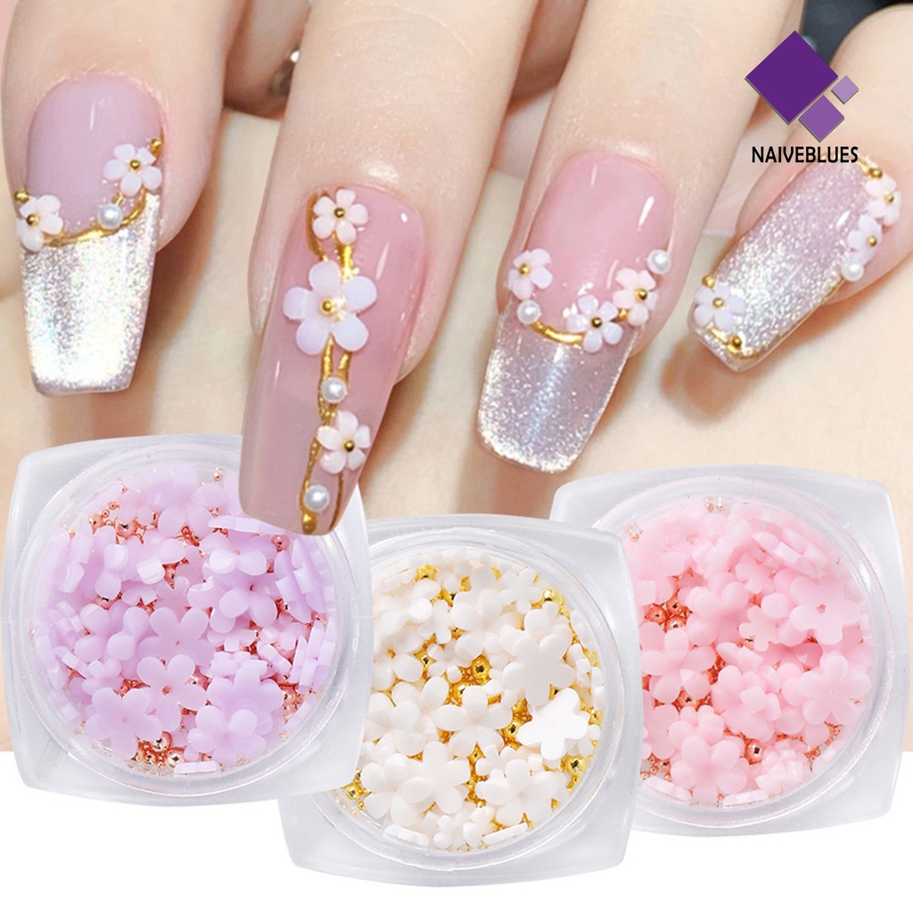 Naiveblue 1 Kotak Dekorasi Nail Art 3D Bahan Resin Warna Gradasi