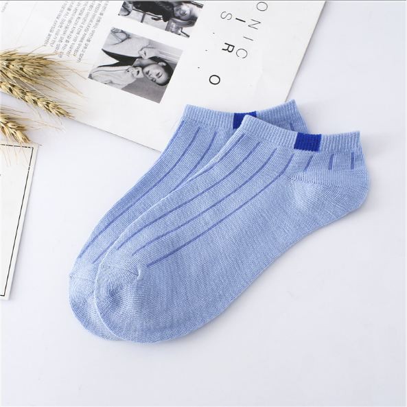 AS Kaos Kaki Polos 2 Warna Garis Pendek Semata Kaki Kaos Kaki Polos Fashion Ankle Cute Import-BIRU MUDA