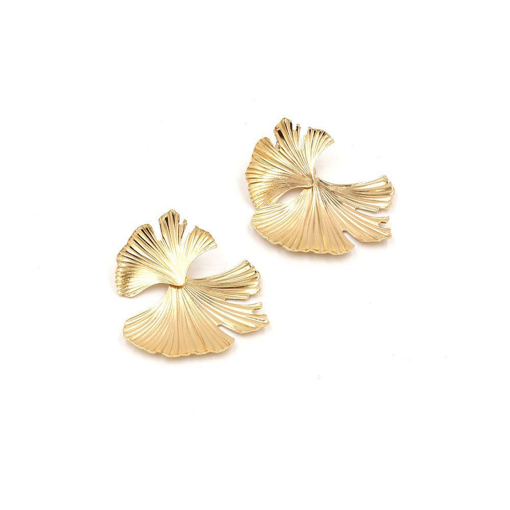 Needway Stud Earrings Punk Bohemian Tanaman Bentuk Daun Tidak Teratur Aksesoris Fashion Ginkgo biloba Leaf Drop Earrings