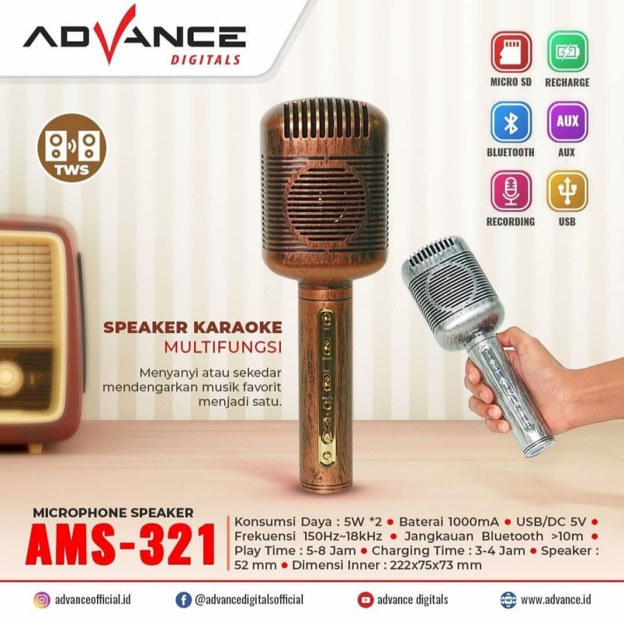 Advance Microphone Bluetooth Speaker AMS-321