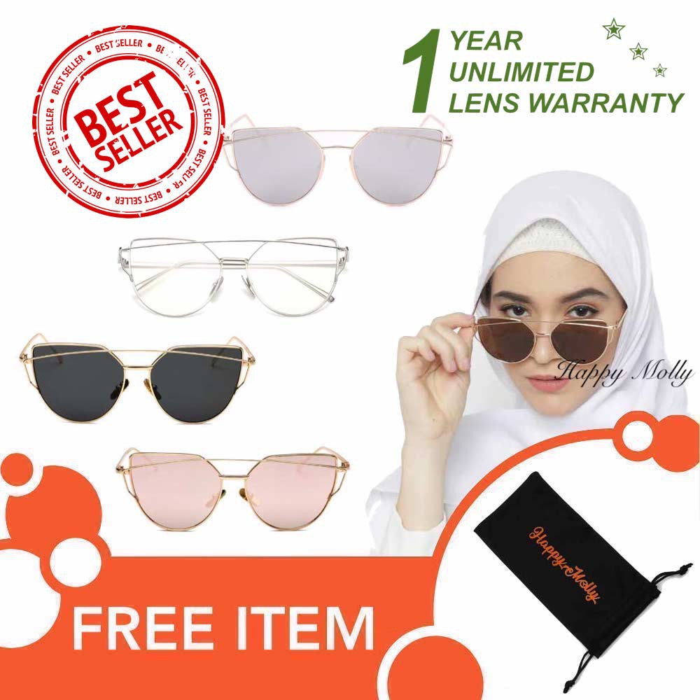 Anti UV 400 Eye Cat Sunglasses (Design Korea) Pria dan Wanita - NY ( Group ) FREE Sarung