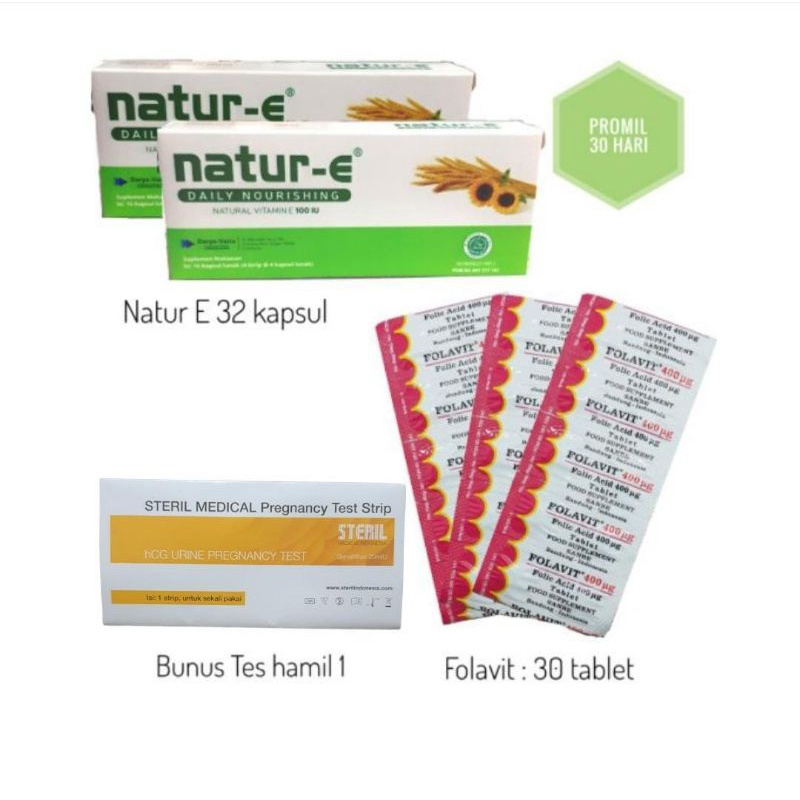 Promil 30 hari natur E / NATUR E 2 BOX + FOLAVIT 3 + TES HAMIL STERIL 1