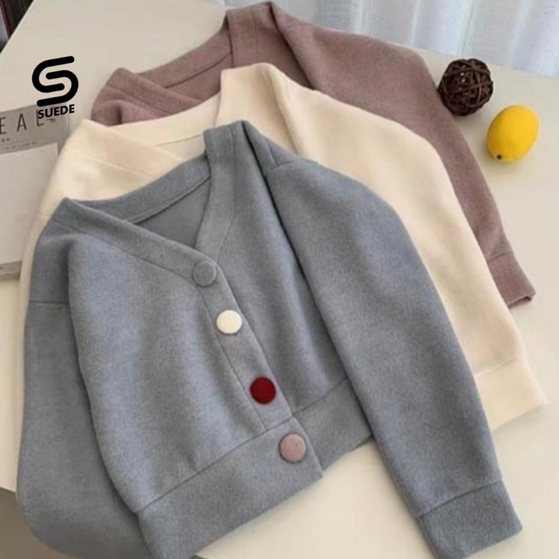 Lenka crop Sweater - Siap kirim Lenka crop sweater - Outher wanita lenka crop - Switer crop kancing 