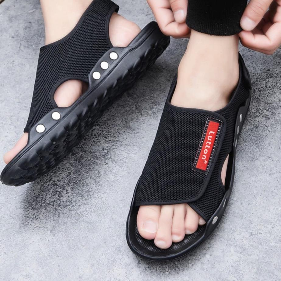 Lagi Tren.. LUTTON - SANDAL PRIA RAJUT VELCRO pibgdddysf