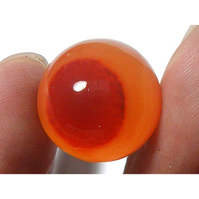 AG106 Round 17mm 21.25ct Orange Red 'Greek Evil Eye' Natural Untreated Picture Agate Lucky Charm