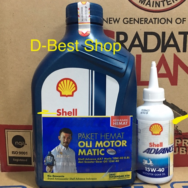 Oli mesin motor Shell ax7 10/40 -0,8ml+ shell gear 15/40 -120 ml