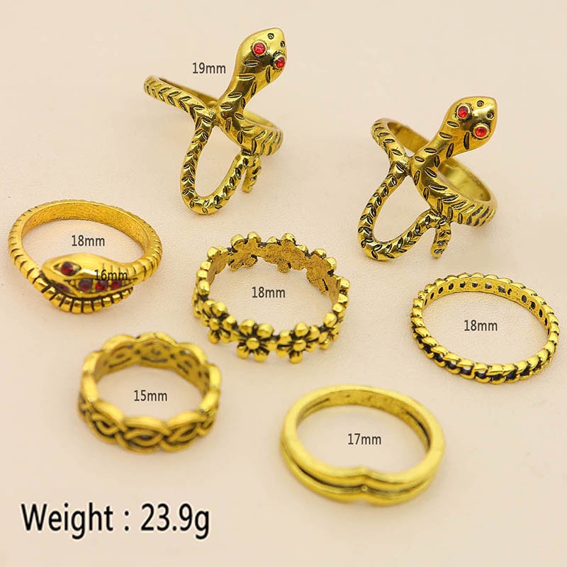 7pcsset Cincin Aneka Desain Untuk Wanita