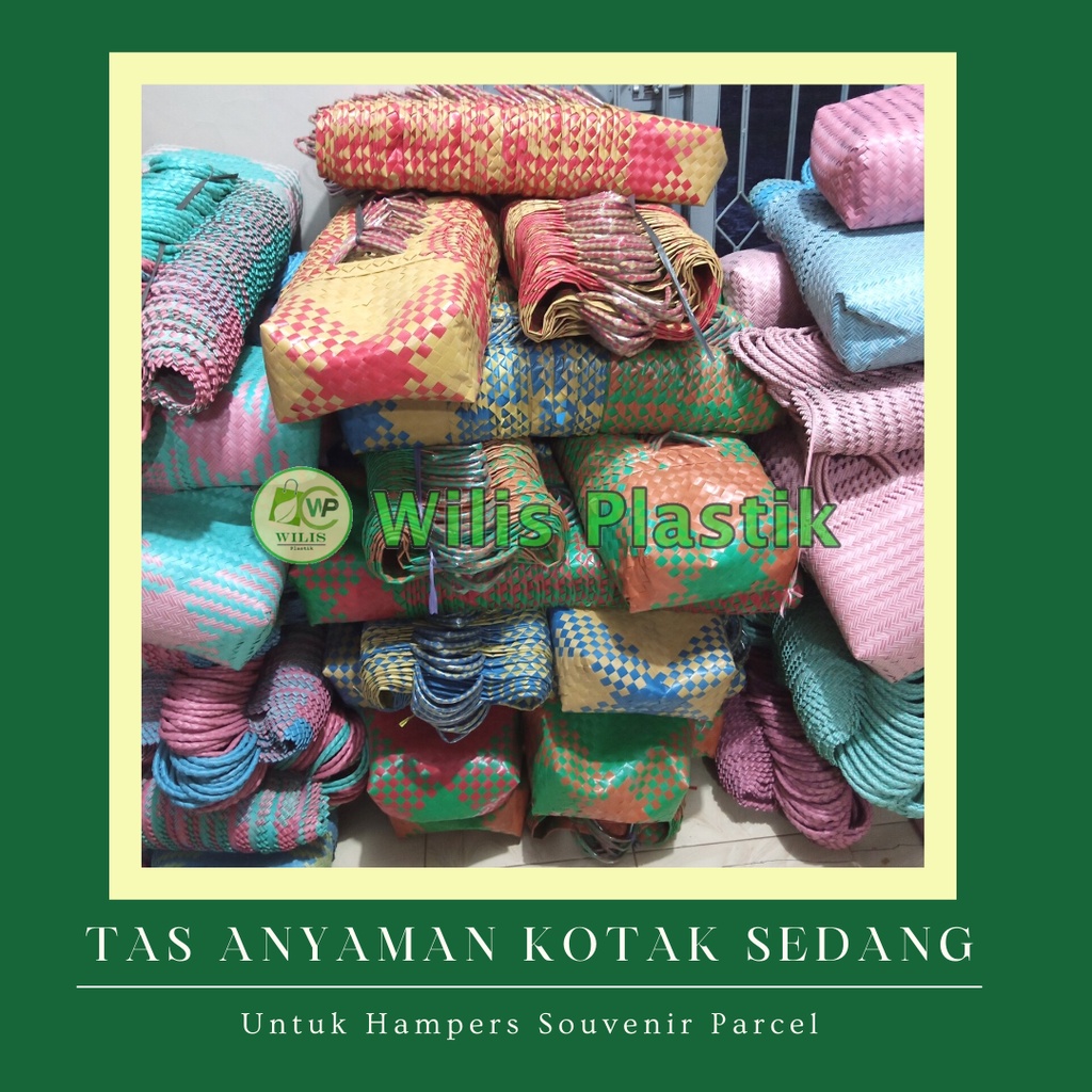 Tas Anyaman Plastik KOTAK SEDANG (M) Berkat / Tas Souvenir Parcel Hampers Bingkisan Hajatan