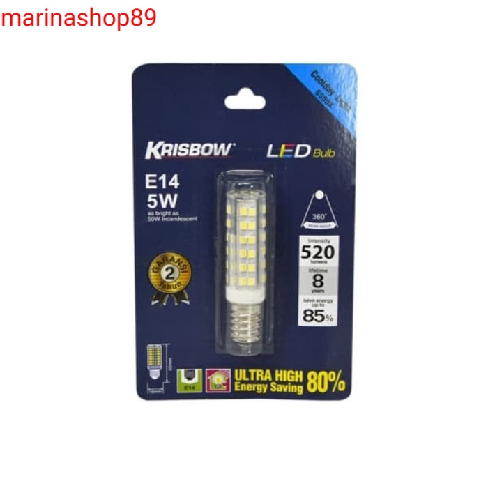 krisbow bohlam led E14 putih_lampu fitting E14 cool daylight 5 watt