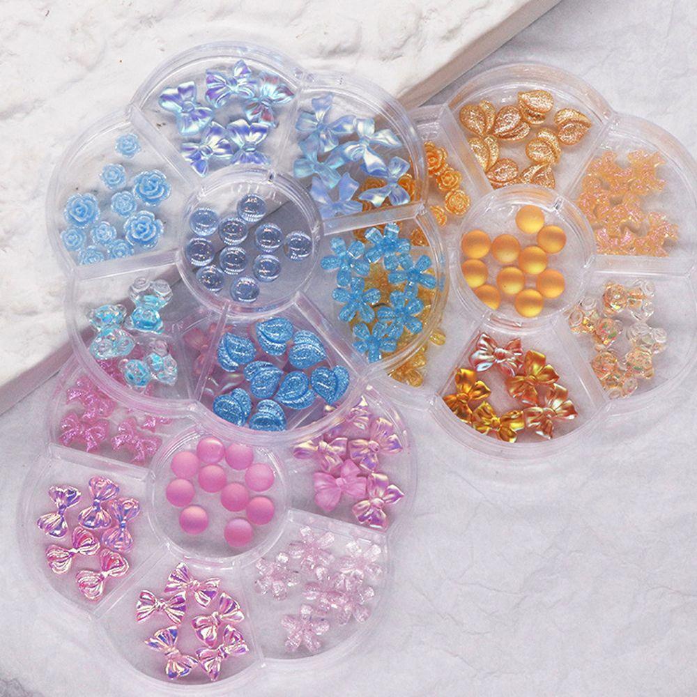 MXBEAUTY Aurora Kuku Rhinestones 7kisi Gadis Kupu-Kupu Ikatan Simpul Aurora Beruang Perhiasan Kuku 3D