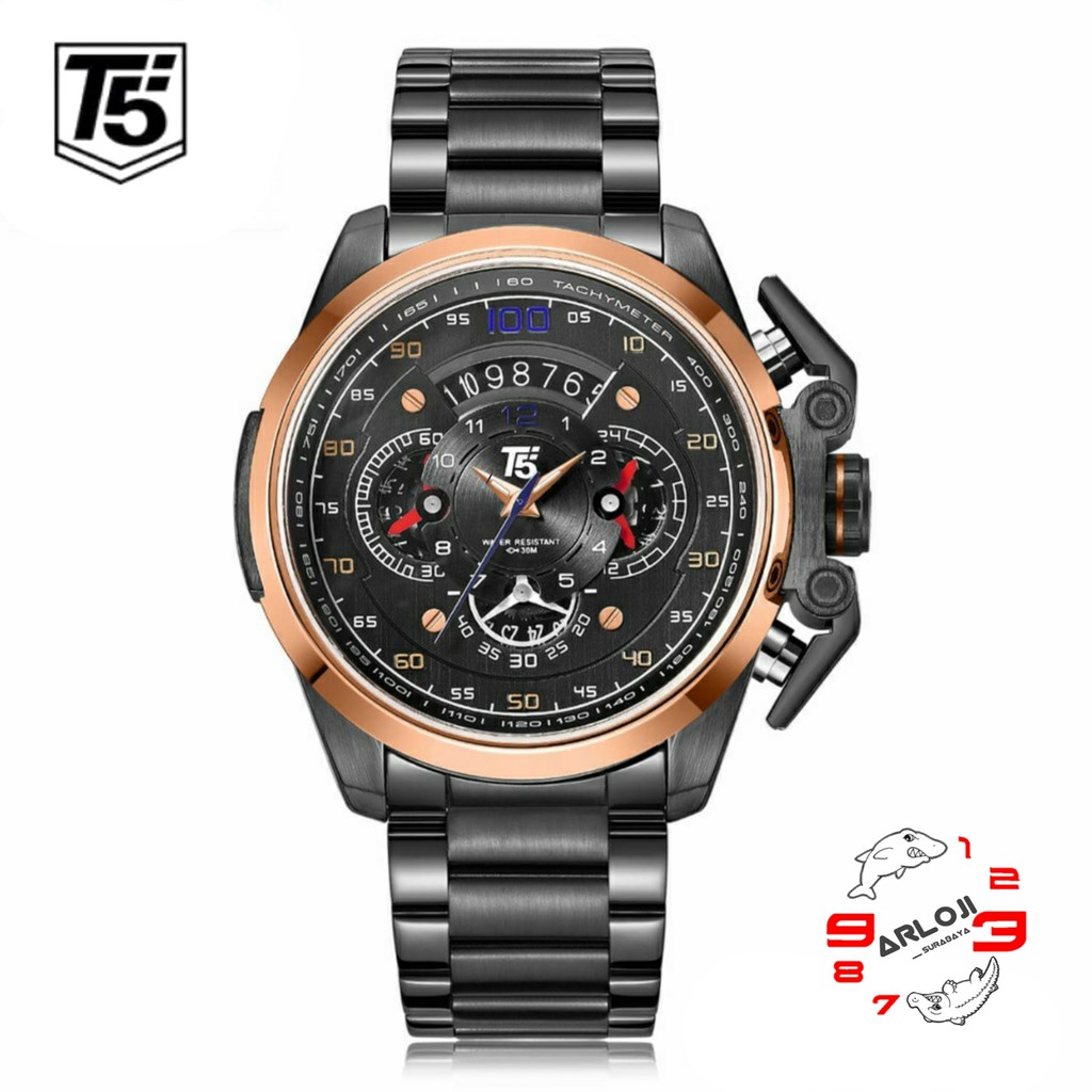 Arloji_Surabaya • Jam Tangan Pria T5 H3633 Analog Original Rantai Stainlees Crono Aktif