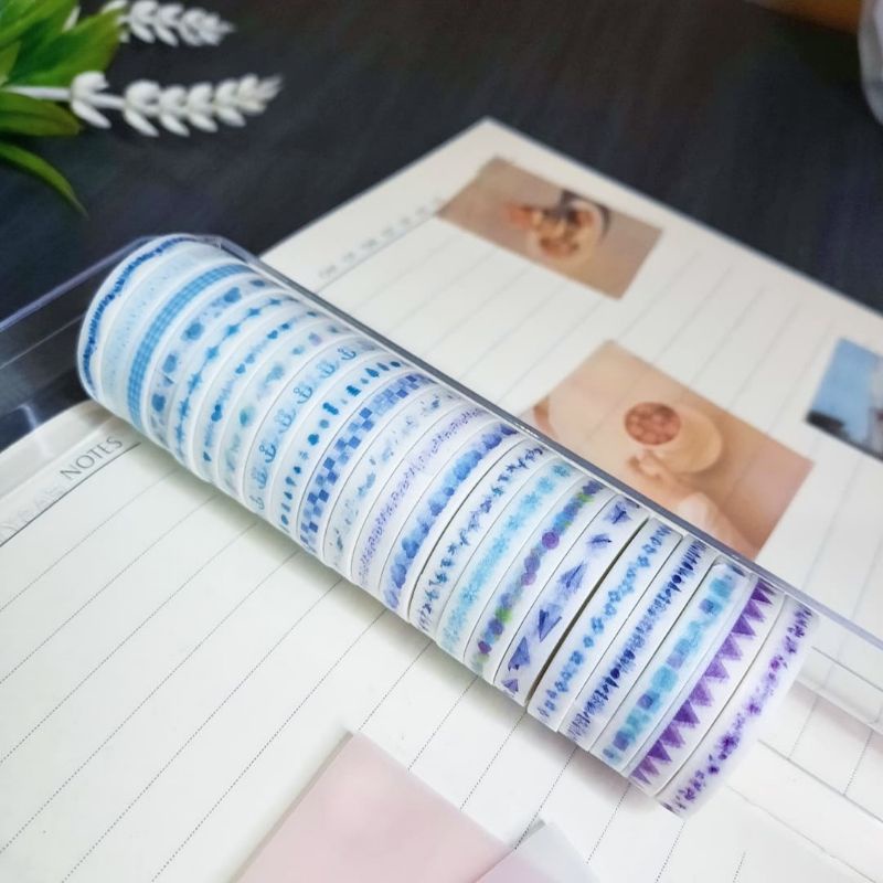 

washi tape 5mm x 2m blue-purple series, selotip kertas, washitape journaling