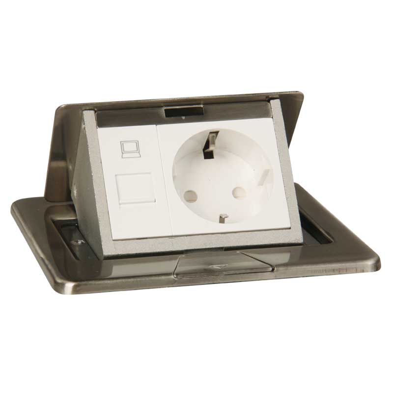 FLOOR Socket D10UPC Stop Kontak Lantai + Outlet DATA Cat5e NERO