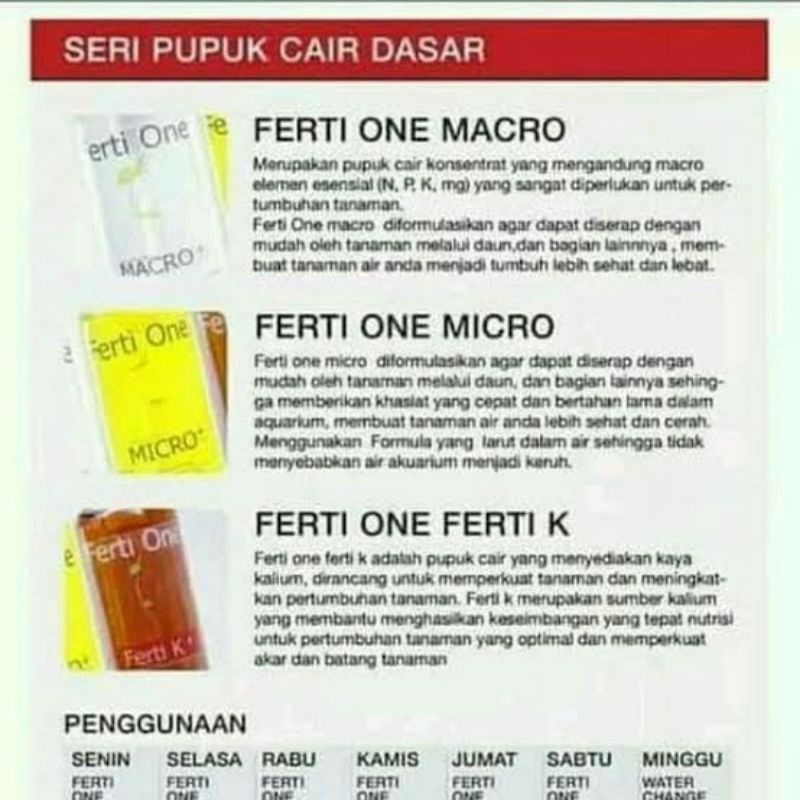 Pupuk Aquascape Ferti One Cair Ferti One Macro Micro Ferti K 250 ml