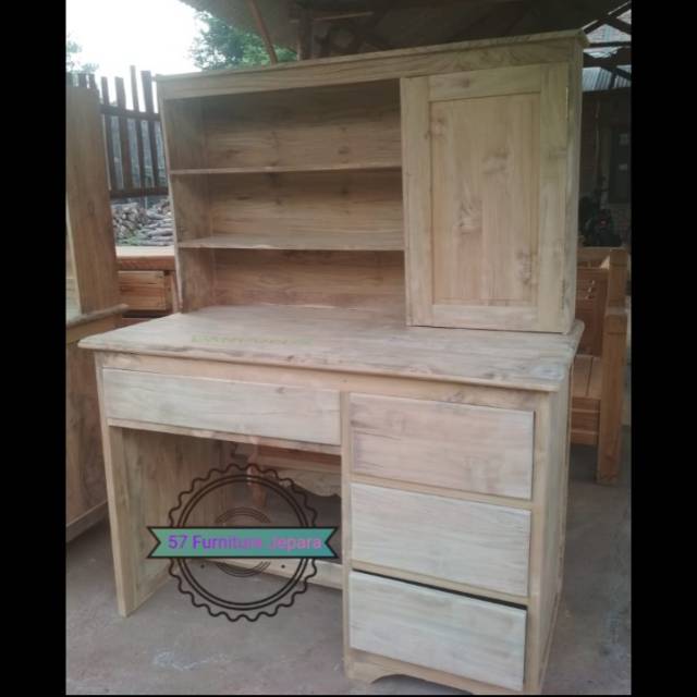 Meja belajar/ meja kerja kayu jati mentahan