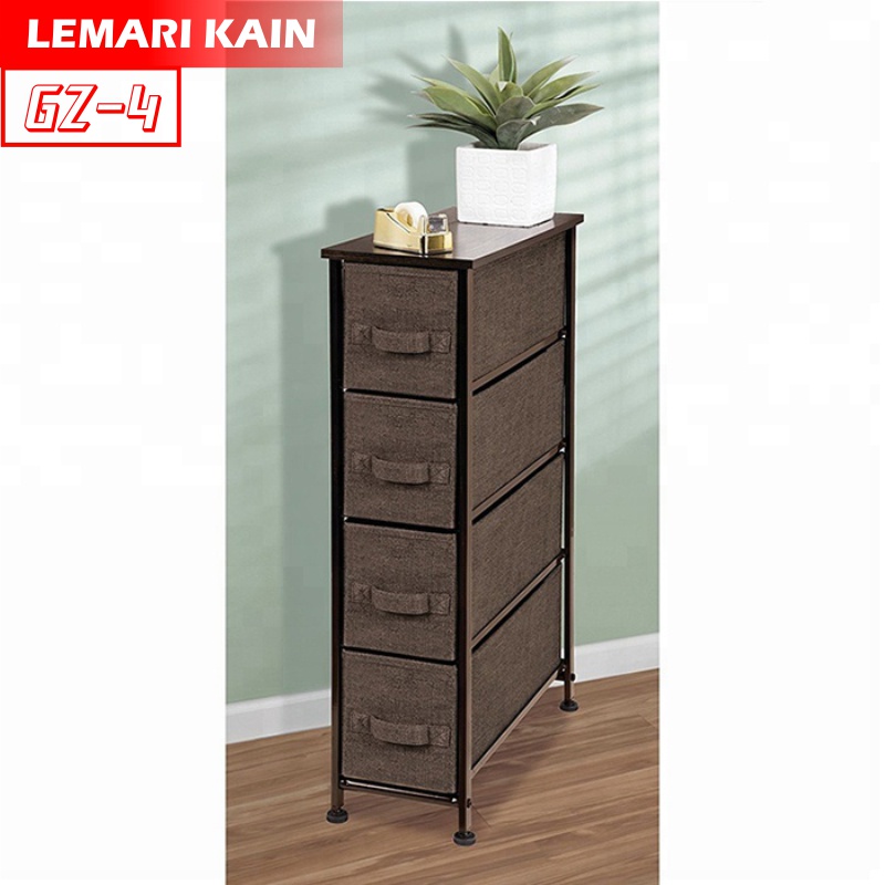 Lemari Selip 4 Laci  Minimalis Rak Lemari Penyimpanan Lemari Kain Linen Lemari Minimalis GZ-4 Worldhome66