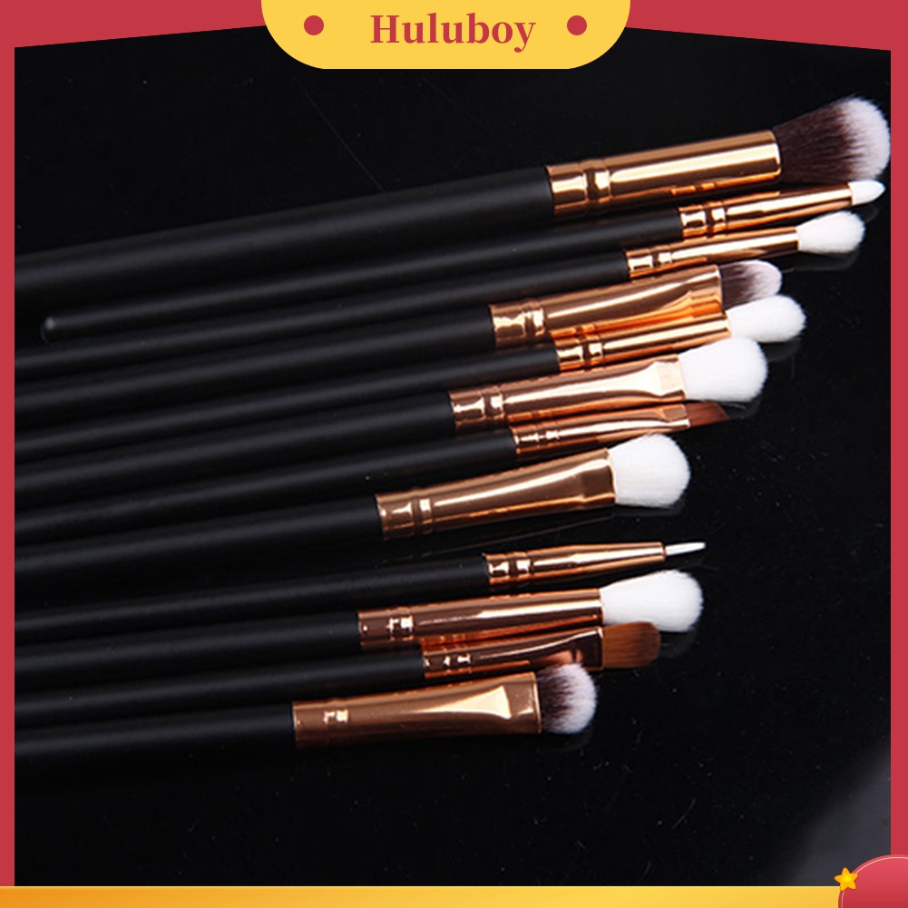 Huluboy Huluboy♡ 12pcs / Set Brush Kosmetik / Makeup Pro Untuk Foundation, Bedak, Eyeshadow, Eyeliner, Bibir