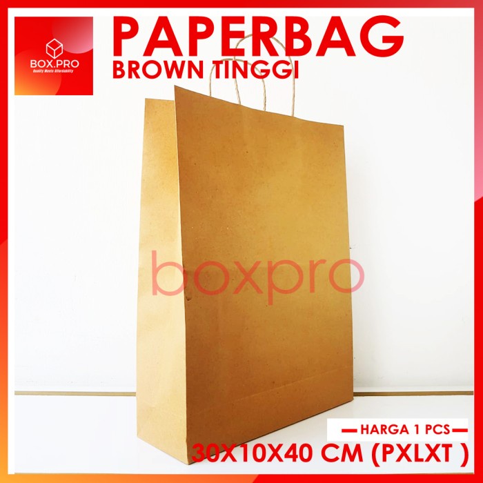 

Paperbag tinggi kertas tas polos brown 30x10x40 goodie bag suvenir