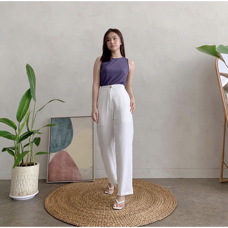 FEY KOREA LONG PANTS - CELANA STRAIGHT CUT WANITA PREMIUM - CELANA  KERJA PANJANG FORMAL WANITA - FLOWY PANTS - CELANA BAHAN - CELANA CASUAL - HADIAH ATAU KADO ULTAH CEWEK