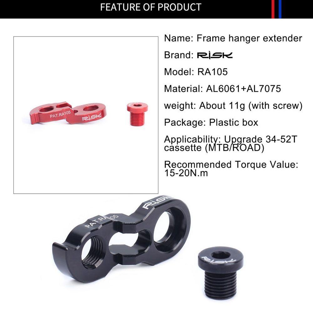 R-FLOWER Kaitan Derailleur Belakang Hitam/Red Extender Kaset Gantungan Frame Tail Hook Converter Extension