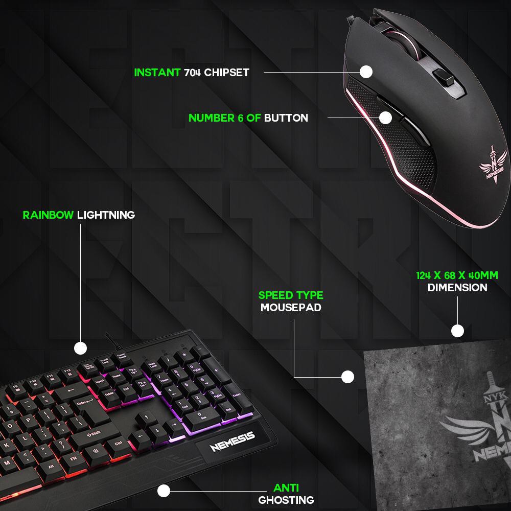 KEYBOARD GAMING COMBO 3in 1 NEMESIS DRAKE KC- 300 original garansi resmi 1 tahun