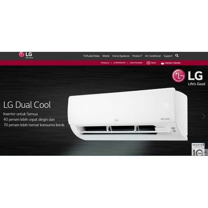 AC LG DUAL COOL ECO INVERTER T06EV3 1/2 PK  hemat Listrik s/d 70 %