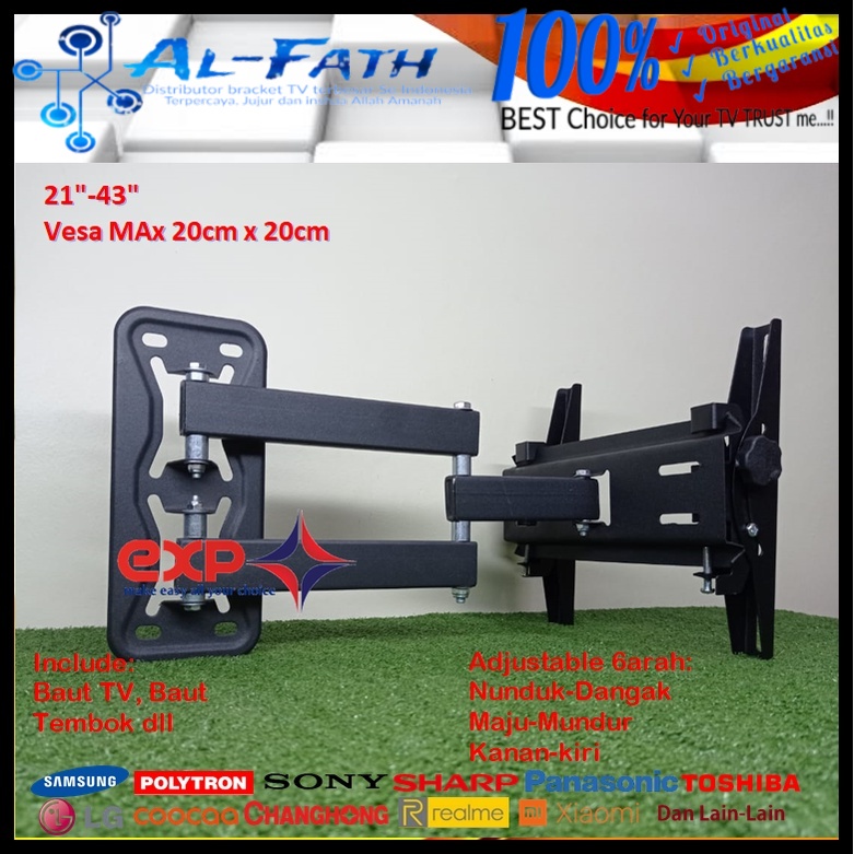 Bracket TV LG 14 s/d 43 inch 6 ARAH FULL BESI SUPER KOKOH GARANSI 100% ORI