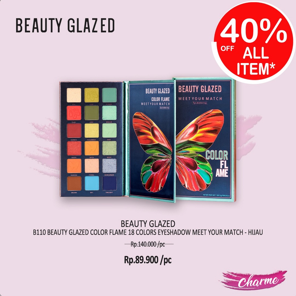 (READY) Beauty Glazed Color Flame 18 Colors Eyeshadow Meet Your Match B 111 HIJAU b111