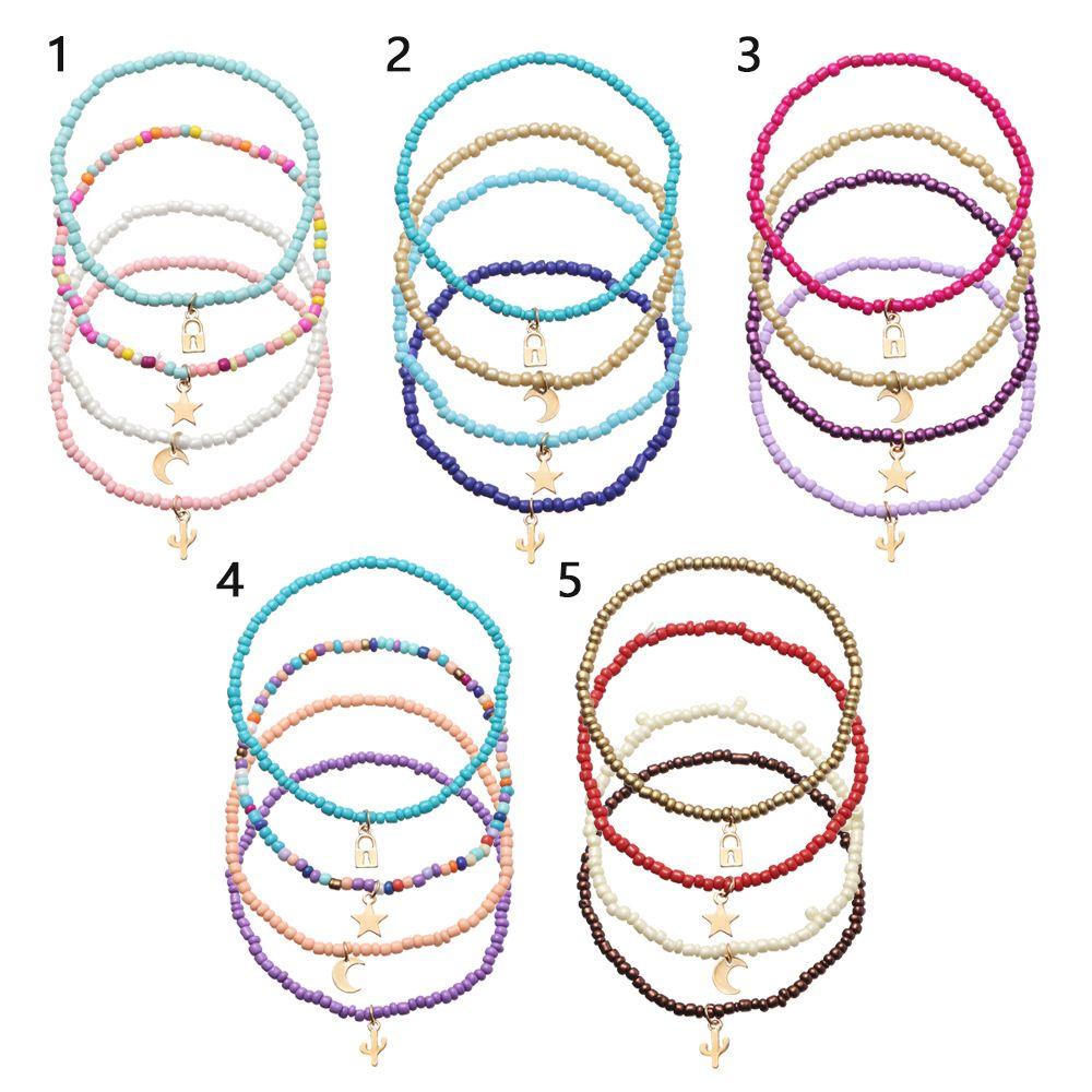 Nanas 4PCS/SET Multilayer Gelang Kaki Wanita Pantai Bohemian Anklet Mixed