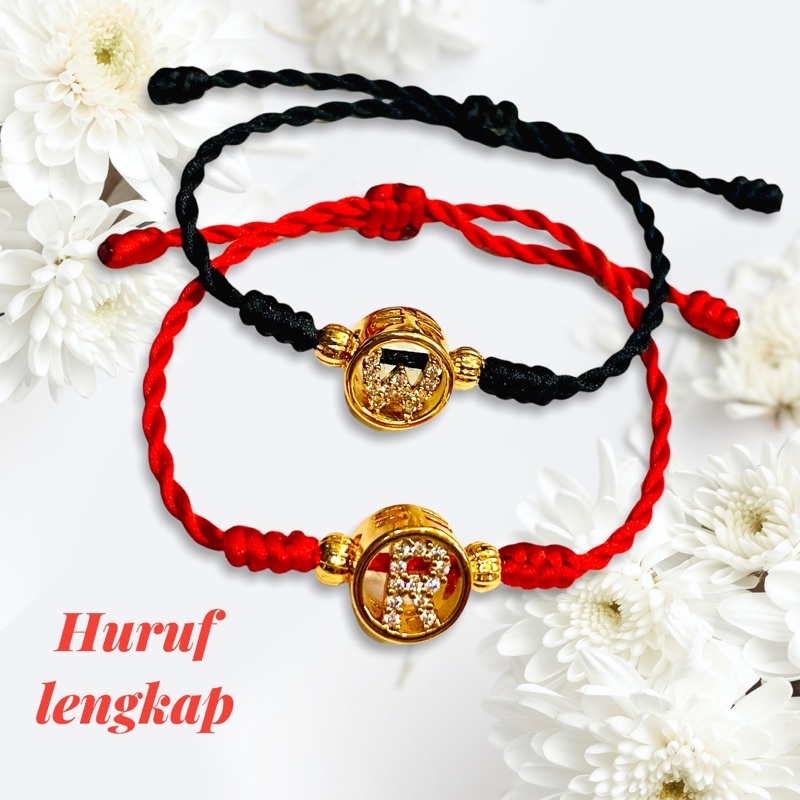 gelang wanita model charm huruf//gelang serut huruf//gelang tali//gelang abjad//gelang inisial