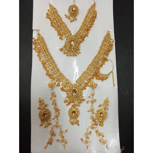 kalung perhiasan bridal set nikah india gold mewah murah