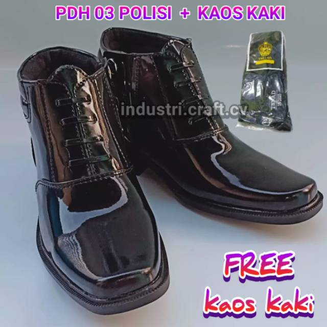 [FREE KAOS KAKI PDH] Sepatu PDH 03 Polisi Polri Murah Berkualitas Sepatu Dinas Kerja PDH Polri Satpam Security Polisi PNS Guru Kantoran - DP03