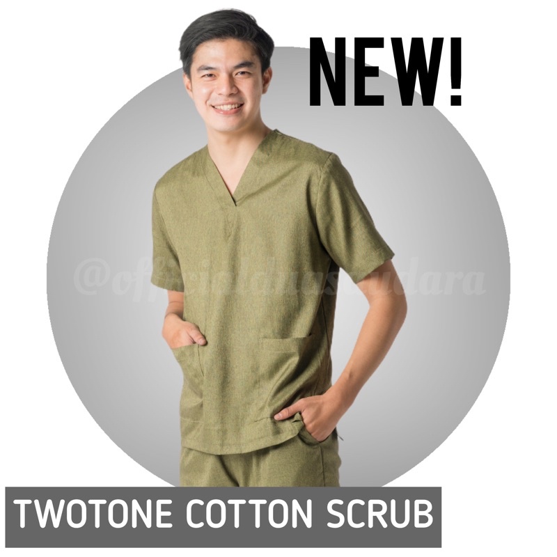 [TWO TONE COTTON]SCRUB LENGAN PENDEK/ BAJU JAGA/ BAJU OKA/ SCRUB DOKTER/ BAJU OKA DUA SAUDARA