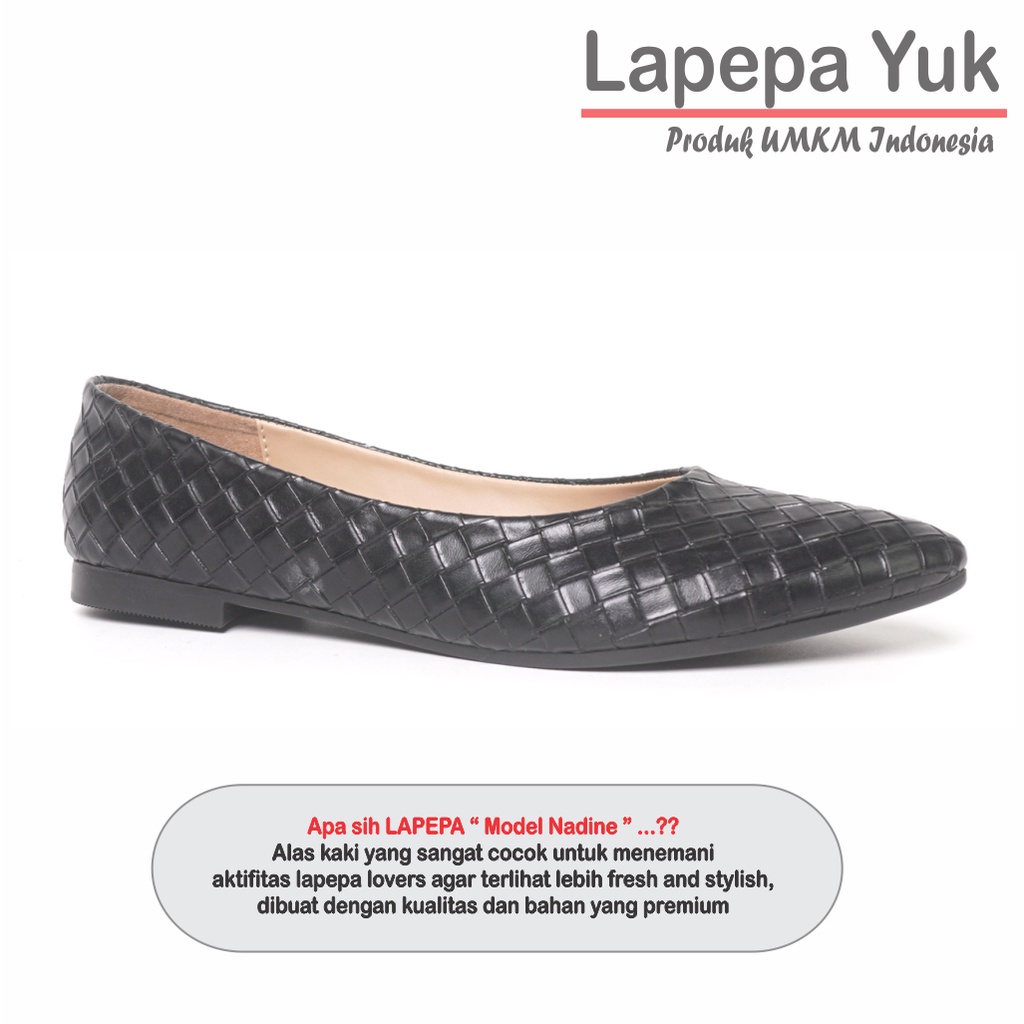 LAPEPA YUK - Sepatu Flat Shoes Wanita NADINE ALL COLOR Untuk Kerja kantor Spatu Flatshoes Ballerina Cewek Kuliahan Jalan Santai Casual Empuk Nyaman Slop Lancip Warna Black Hitam Putih Selop Premium Original Kekinian Terbaru Shoes ORI Mall Official Store