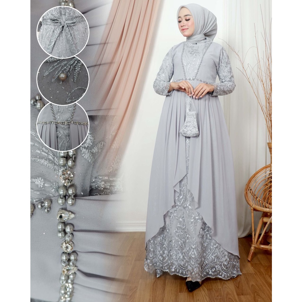 Kebaya Gamis Maura Modern / Dress Kondangan / Bridesmaid / Kebaya Brukat Pesta / Wisuda / Kebaya / Gamis