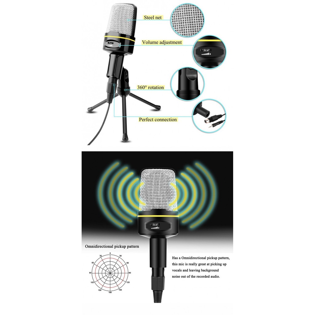 SF-920 Multimedia Studio Wired Condenser Microphone with Tripod Stand