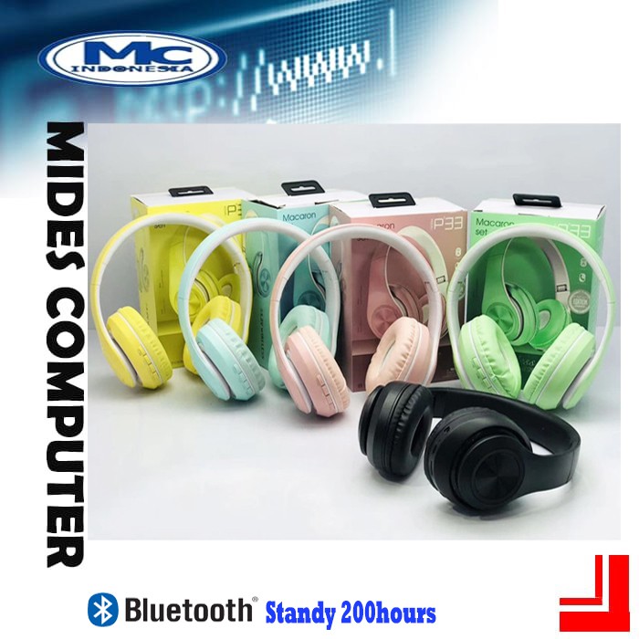 Headphone Wireless Bluetooth P33 Macaron