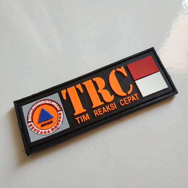 Patch rubber TRC ( TIM REAKSI CEPAT )/BPBD/BNPB/TIMSAR/BASARNAS/tempelan karet emblem velcro