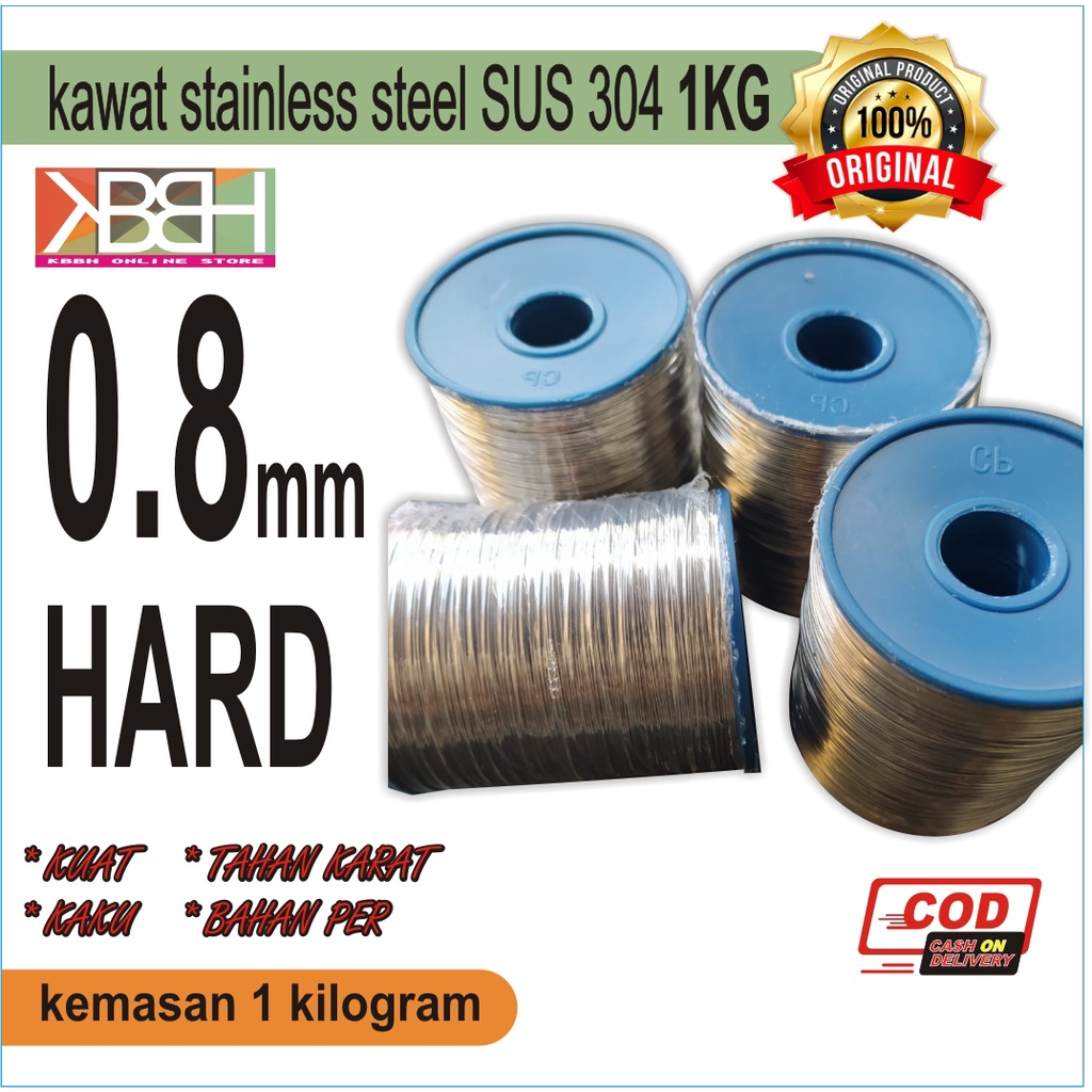 Kawat Stainless Steel 304 Hard 0.8mm 1Kg Kaku Keras