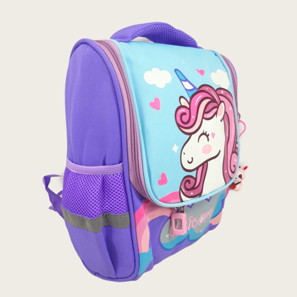 TAS RANSEL 3D ANAK 13 INCH KARAKTER UNICORN UNGU