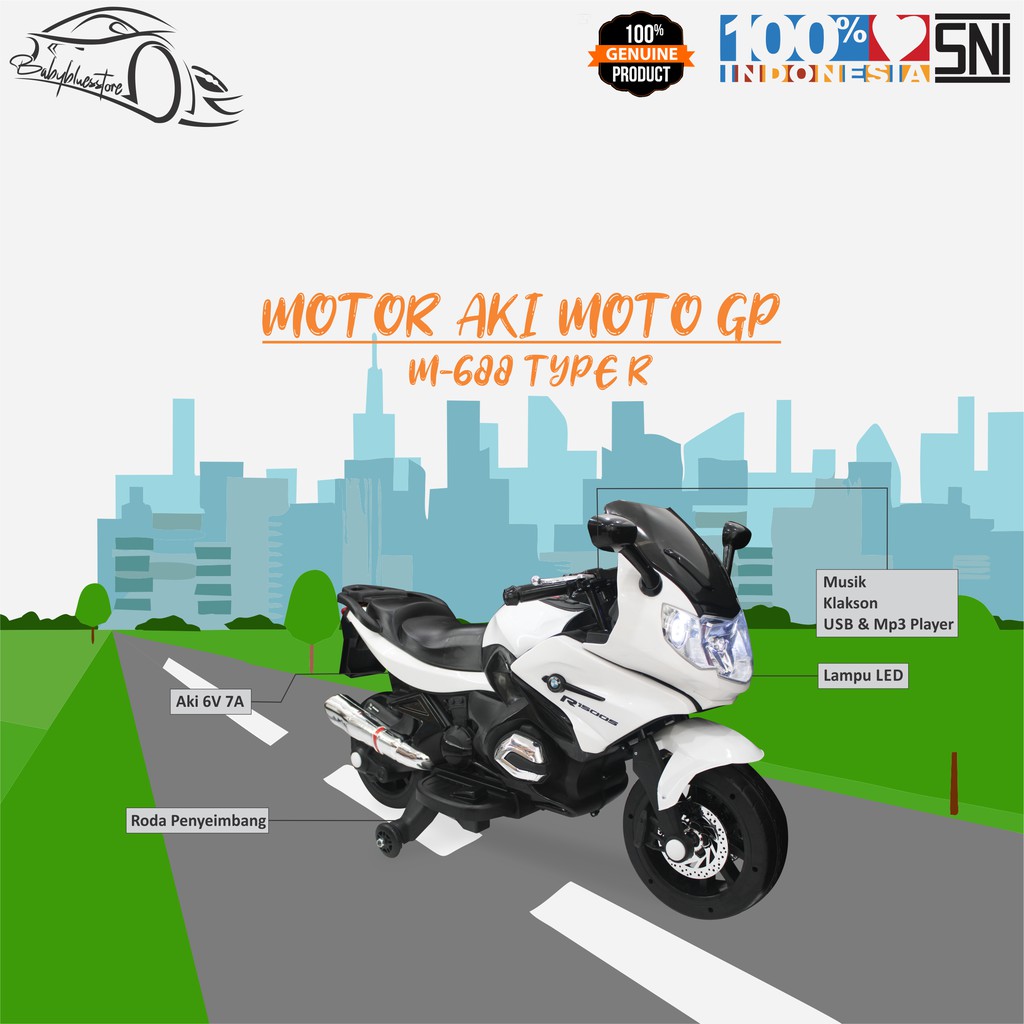 Mainan motor aki anak type R PMB M688 sport GP moto murah bisa boncengan