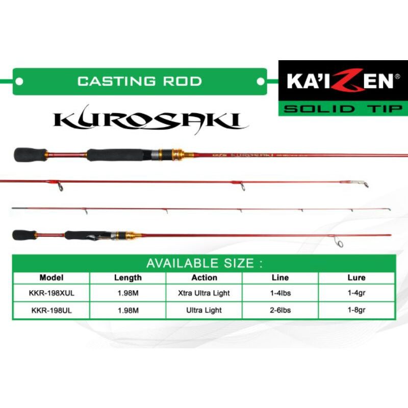 Joran Spinning UL Kaizen Saitama dan Kurosaki 198cm 2-6lb
