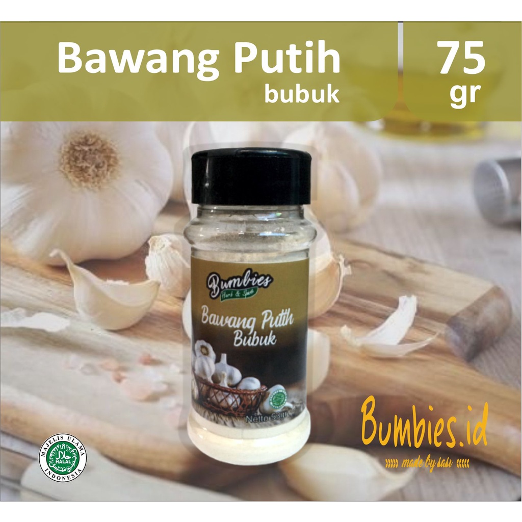 Bawang Putih Bubuk 71gram Bumbies Product | Ground Garlic | Penyedap Rempah Rempah | Bumbu Instan Botol