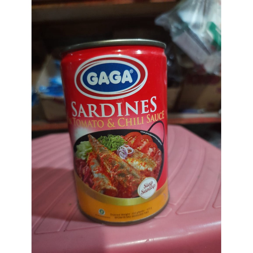 

Gaga Sarden 425g tomat chilie / Gaga sardines / gaga kaleng