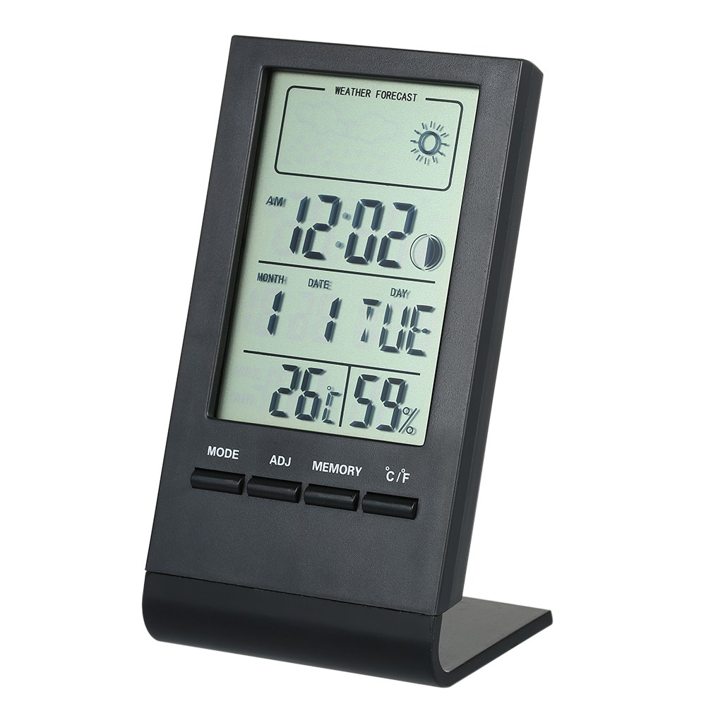 Jam Meja Mini Digital Thermometer Hygrometer Weather Station
