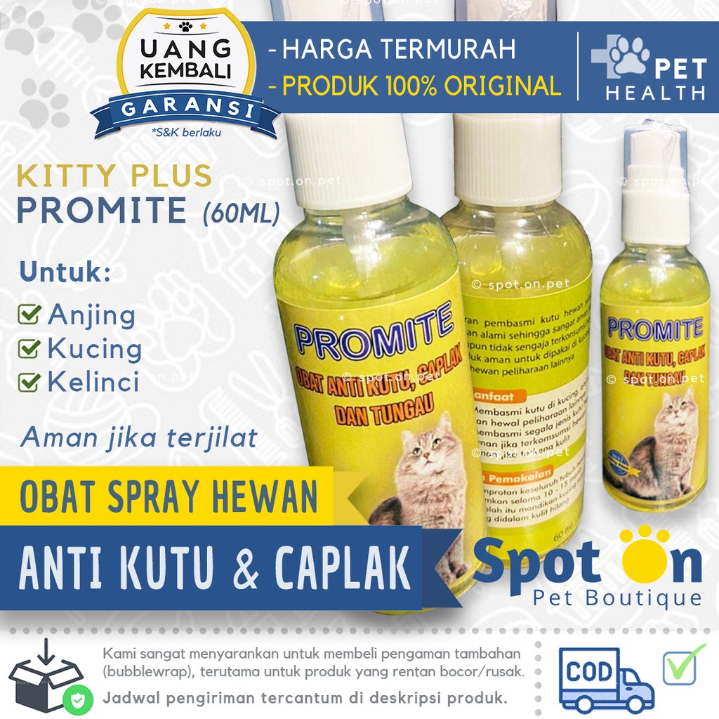 Spray Anti Kutu Caplak Tungau Hewan | Obat Kutu Kucing Anjing Kelinci | Promite Kitty Plus Caplax