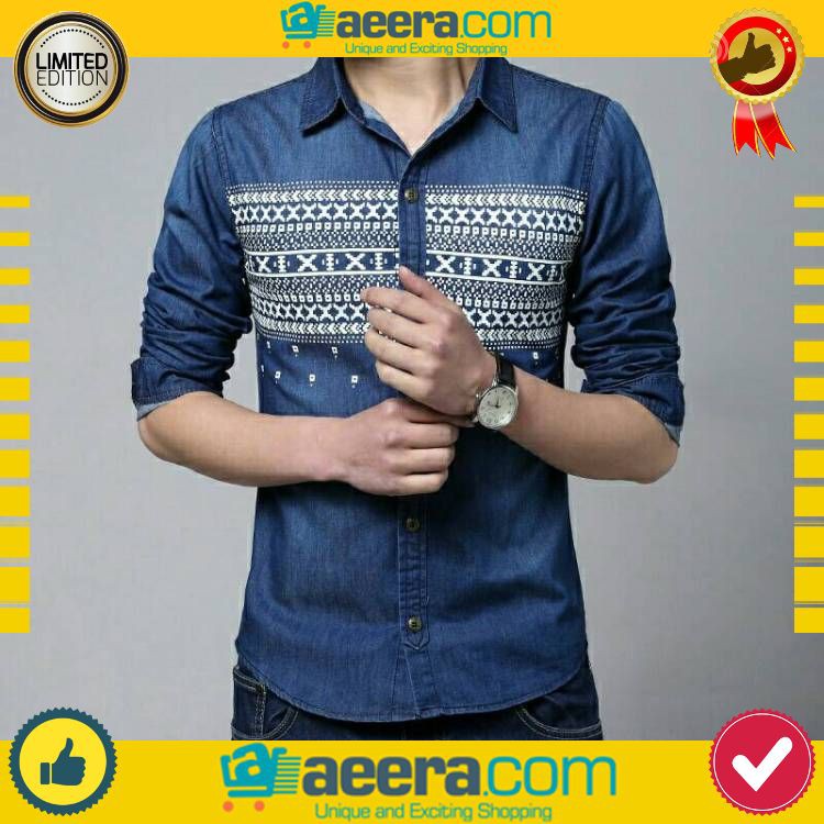 M2086 KEMEJA CASUAL | KEMEJA DENIM ETHNIC AFDEL