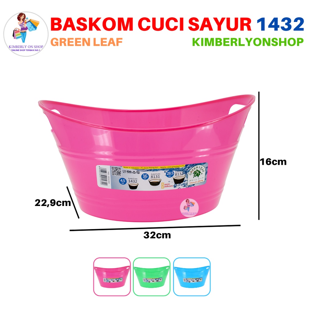 Baskom Kecil Ember Plastik Handle Sequana Oval Basin 1432 Green Leaf